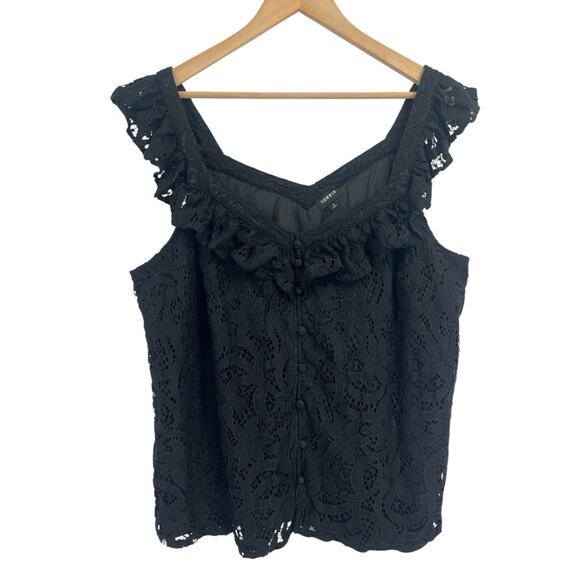 torrid Tops - Torrid Black Lace Corset Button Front Ruffle Tank 2X (2)